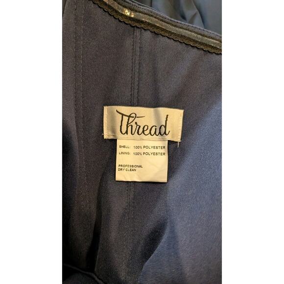 Dessy Group Thread Off The Shoulder Draped Neckline Maxi Dress Navy Size 10 - Picture 9 of 11